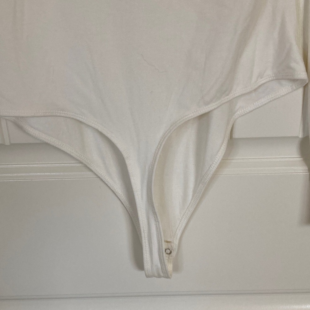 Good American Womens Off White Long Sleeve Bodysuit Size‎ 3 Thong Basic NWT - Picture 13 of 13